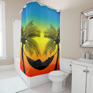 Rideaux De Douche Abstraite vie tropicale   Hammock Silhouette