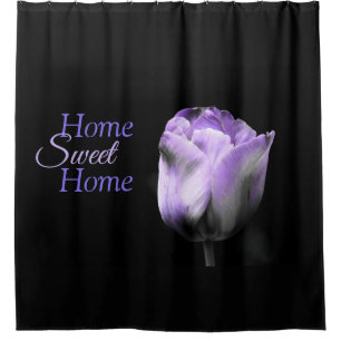 Rideaux De Douche Accueil Sweet Home Purple Grey Tulip Noir