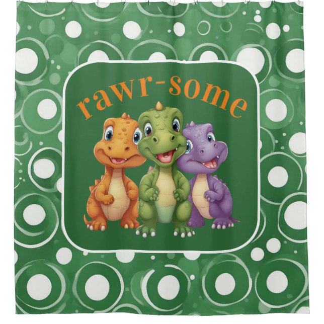Rideaux De Douche Adorable Baby Dinosaur's Party (Devant)