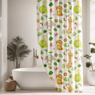 Rideaux De Douche Adorable Jungle Animaux Enfants
