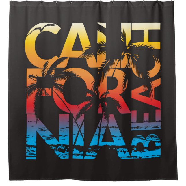 Rideaux De Douche Affiche de plage de la Californie (Devant)