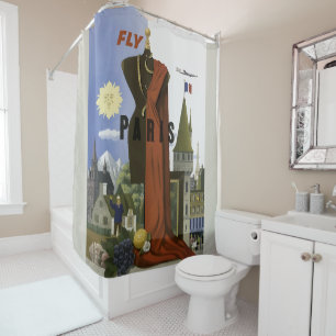 Rideaux De Douche Affiche de voyage de mode surréaliste Vintage Fly 