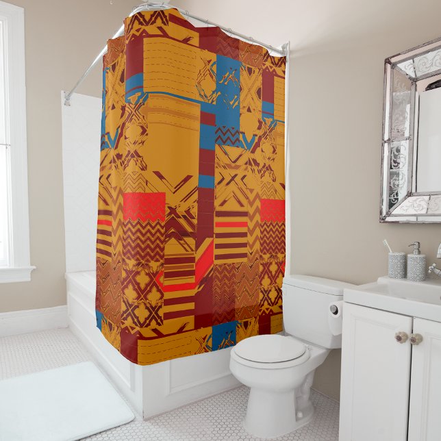 Rideaux De Douche Afrocentric Geometric Print Shower Curtain  (Créateur téléchargé)