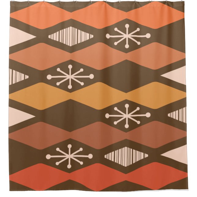 Rideaux De Douche Age atomique Géométrique Brown Orange (Devant)