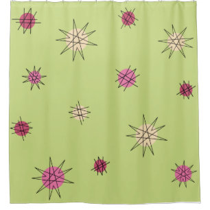Rideaux De Douche Age atomique Starburst Planètes Lime Green