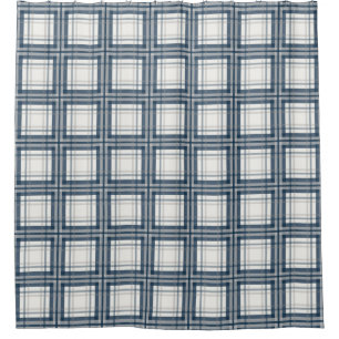 Rideaux De Douche Agritourisme Plaid, Bleu marine, Ardoise, Gris, Cr