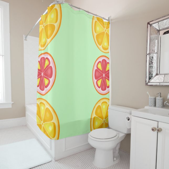 Rideaux De Douche Agrumes TROPICALES FRUITS D'ÉTÉ Citrons d'orange (En situation)