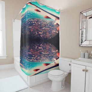 Rideaux De Douche Aile d'avion et champs en dessous