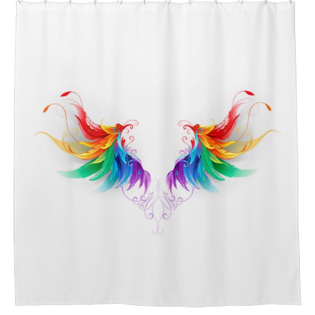 Rideaux De Douche Ailes fluffy arc-en-ciel (Devant)
