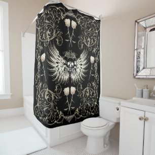 Rideaux De Douche Ailes Romance gothiques victoriennes de crâne et
