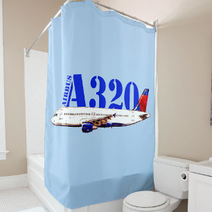 Rideaux De Douche Airbus a320 Aéronefs Dessin d'aquarelle