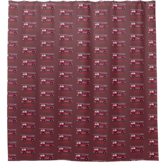 Rideaux De Douche Ajouter votre nom Red Fire truck Personnalisé (Devant)