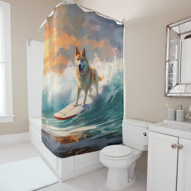 Rideaux De Douche Akita Beach Surf Peinture (En situation)