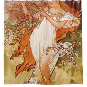 Rideaux De Douche Alfons Mucha - 1896 - Printemps