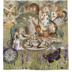 Rideaux De Douche Alice Aventures Classique Wonderland Thé Party