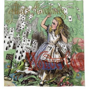 Rideaux De Douche alice cartes d'aventure merveilleux chapeau lapin