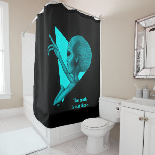 Rideaux De Douche Alien gris, la vérité est là