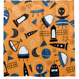 Rideaux De Douche Alien OVNI, vaisseaux spatiaux, motif pour enfants