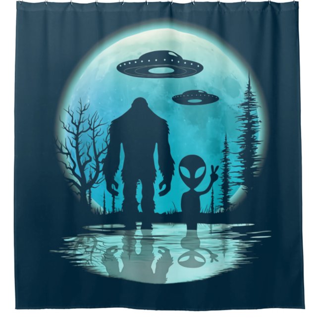 Rideaux De Douche Alien UFO Bigfoot (Devant)