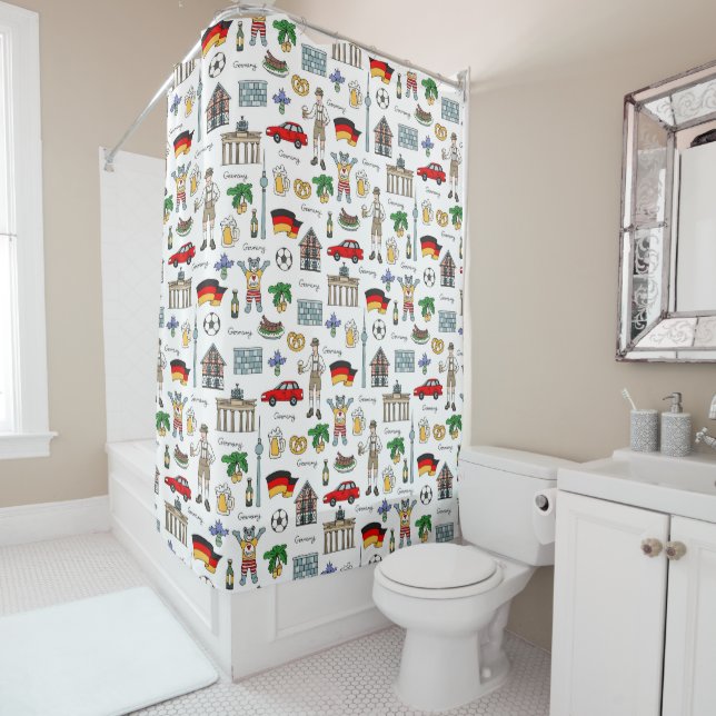 Rideaux De Douche Allemagne| Motif des symboles (En situation)