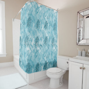 Rideaux De Douche Aloha Tropical Aqua Feuilles Bleus