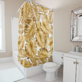 Rideaux De Douche Aloha Tropical Gold Parties scintillant Monstera F