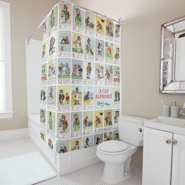 Rideaux De Douche Alphabet de chat, Louis Wain (En situation)