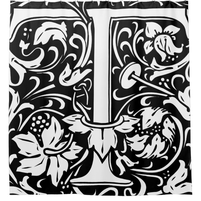 Rideaux De Douche Alphabet floral Lettre monogramme T classique (Devant)