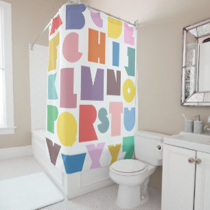 Rideaux De Douche Alphabet rétro géométrique