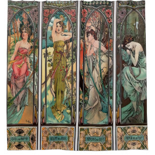 Rideaux De Douche Alphonse Mucha art, Art nouveau, vintage, femmes, 