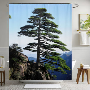 Rideaux De Douche Alpinisme Faune Aventure Pine Tree