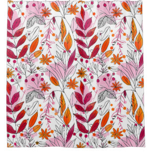 Rideaux De Douche Alyssa Mae Foliage rose et orange