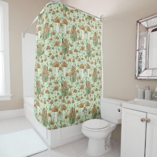 Rideaux De Douche Amanita Magical Mushroom Village mignonne Illustra