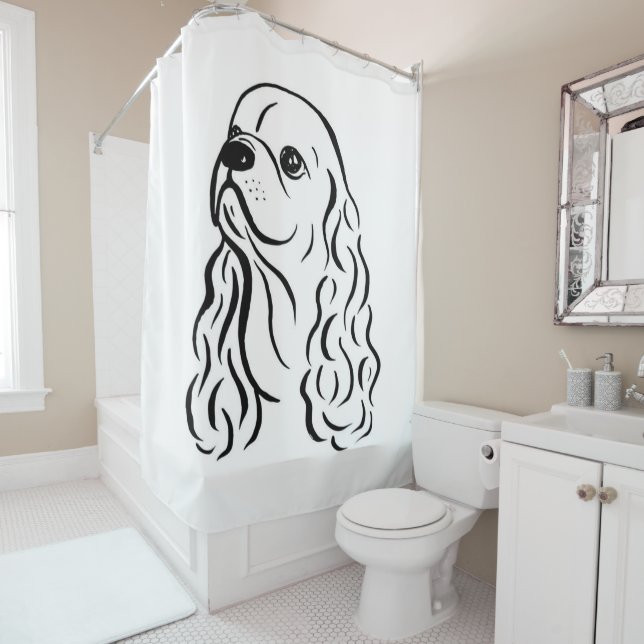 Rideaux De Douche American Cocker Spaniel Peinture croquis (En situation)