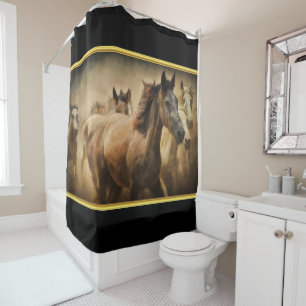 Rideaux De Douche American Quarter Horse avec fond noir
