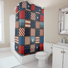 Rideaux De Douche Americana Patchwork Image Version 2