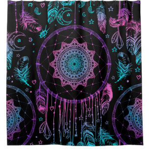 Rideaux De Douche Amérindien Dreamcatcher Moon Motif