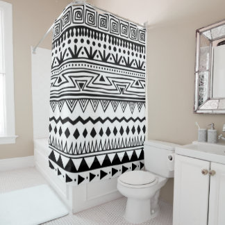 Rideaux De Douche Amérindien Sud-Ouest Noir Blanc Moderne Boho