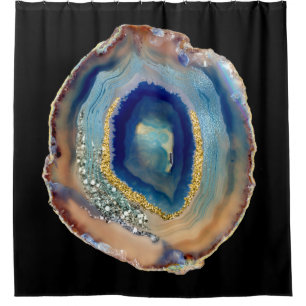 Rideaux De Douche Améthyst Gold Blue Nave Agate Parties scintillant