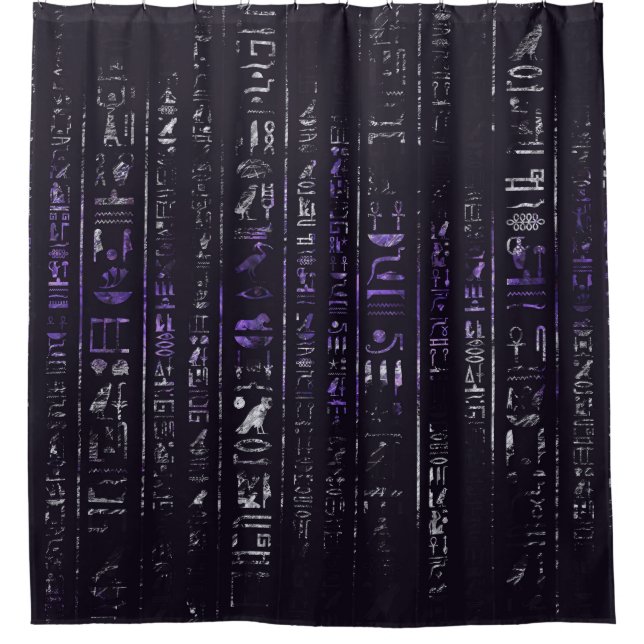Rideaux De Douche Améthyste grunge et hiéroglyphes égyptiens (Devant)