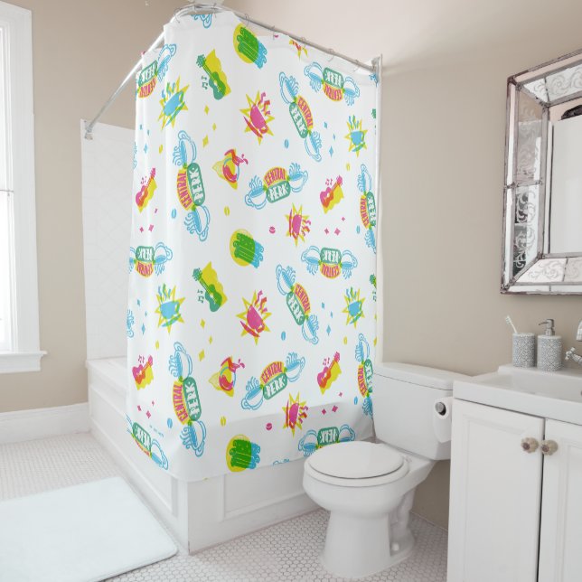 Rideaux De Douche AMIS™ | Central Perk Neon Motif (En situation)