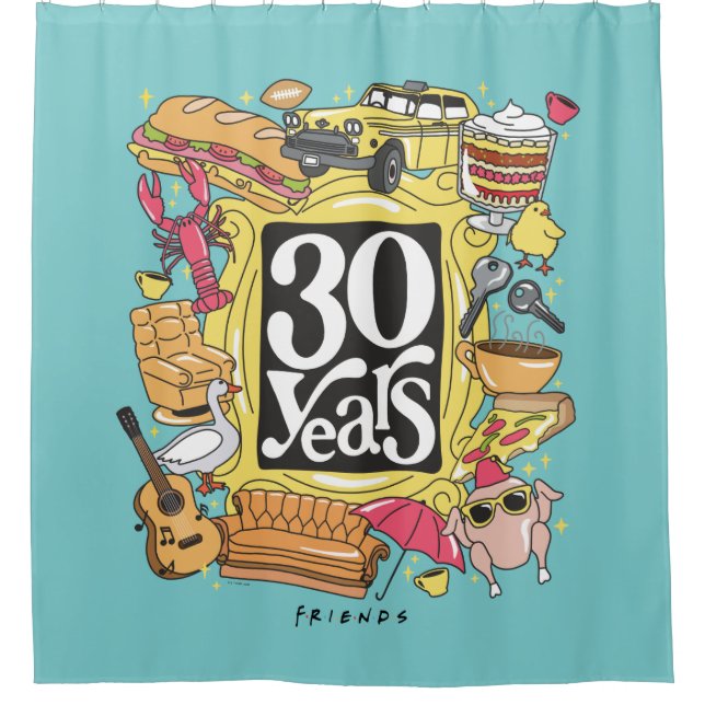 Rideaux De Douche AMIS™ | Graphique de 30 ans (Devant)