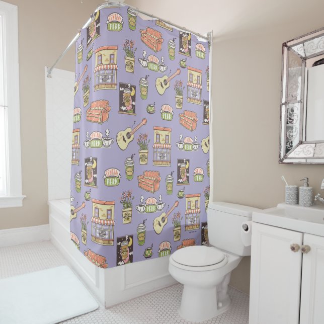 Rideaux De Douche AMIS™ | Motif d'icône violet (En situation)