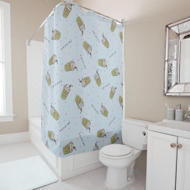 Rideaux De Douche AMIS™ | Polka Dot Central Perk Motif (En situation)