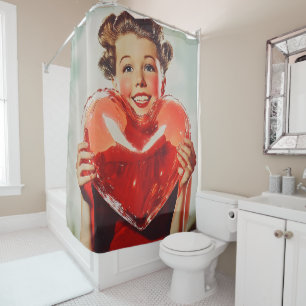Rideaux De Douche Amour rétro : 1950s Luminosité cardiaque