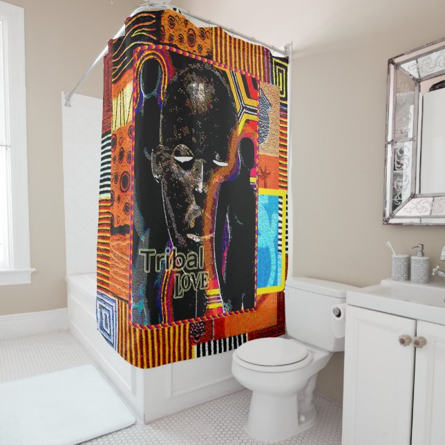 Rideaux De Douche Amour tribal (En situation)