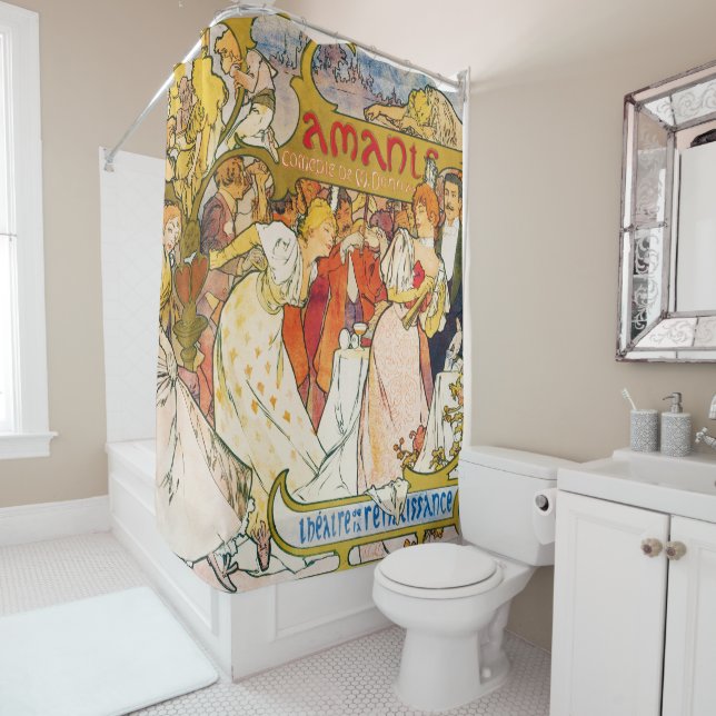 Rideaux De Douche Amoureux, Alphonse Mucha (En situation)