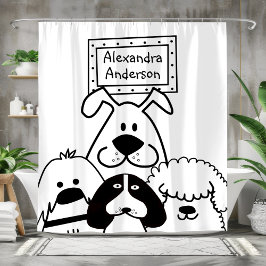 Rideaux De Douche Amoureux des chiens personnalisé