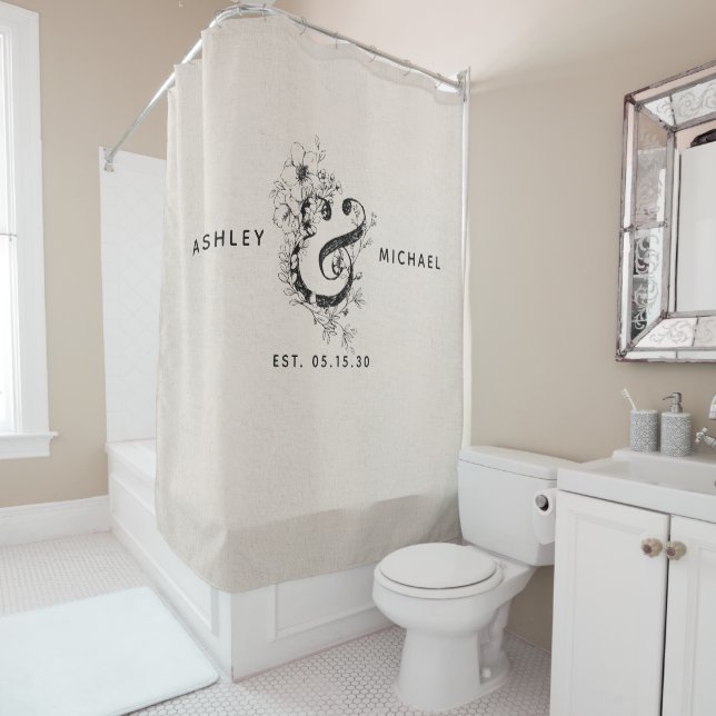 Rideaux De Douche Ampersand botanique Nouveau nom Date Linge (En situation)