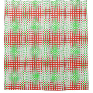 Rideaux De Douche Amusant, funky rétro vert, rouge, jaune motif